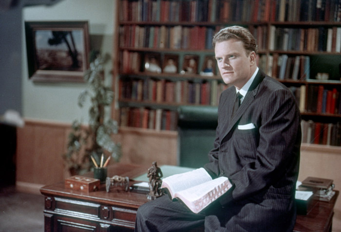 Billy Graham with book Billy Graham with book
