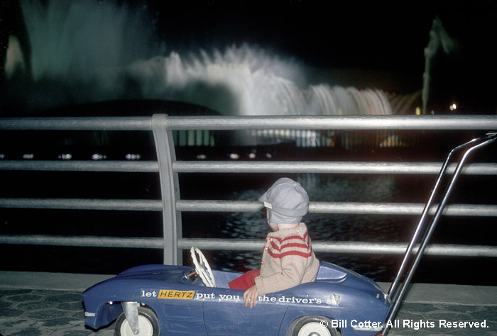 Boy in Hertz stroller watching fireworks