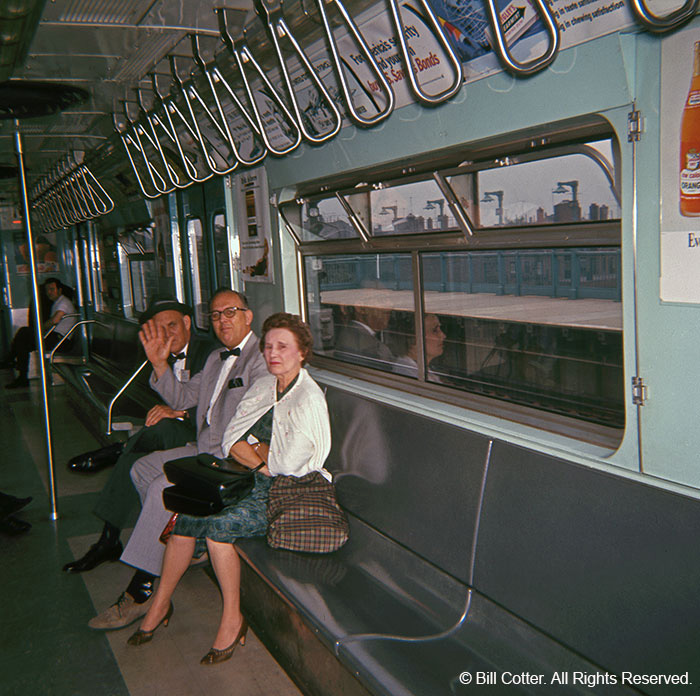 Inside subway car